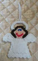 Praying / Smiling Angel Christmas Tree Ornament Crafted Yarn Plastic Canvas - £7.07 GBP
