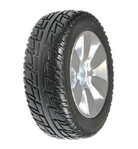 Jazzy Drive Wheels, 2 OEM Black Tires/Silver Mag Rims, Flat Free, Fits 6... - $188.05