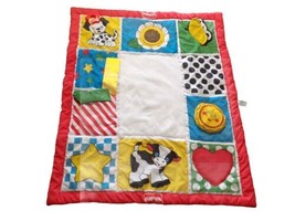 Vtg Playskool Baby Blanket Big &#39;N Bright Quilt Activity , Tummy Time 1994, Red - £16.76 GBP