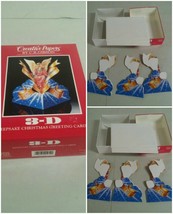 3 VTG C R Gibson Creative Papers 3-D Keepsake Christmas Greeting Cards Angels - £10.21 GBP