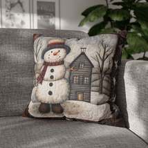 Christmas Cottagecore Snowman &amp; Snowy House - Nostalgic Decor - Grandmillennial  - $33.40+