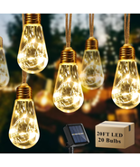 Vintage Hemp Rope Solar String Lights Outdoor, 20Ft 8Modes 20 Shatterpro... - $738.24 MXN