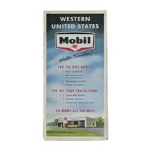 Vintage Mobil Gas Oil Western United States Highway Road Travel Map Driving - £7.56 GBP