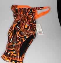 SPEEDO Trippy Stripe Drop Back Orange Black White Swim Suit New Womens Sz 28 - £24.88 GBP