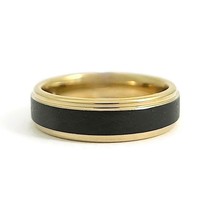 Men&#39;s Gold Black Crystalline Wedding Band Ring Tungsten Carbide, Size 10, 6 mm - £396.90 GBP