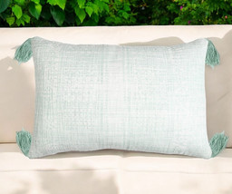 16&quot; X 24&quot; Mint Green Hand Woven Indoor Outdoor Throw Pillow Cover With T... - $76.99