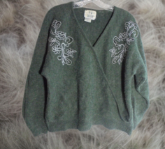 Vintage Together Women&#39;s Large Gray Embroidered Knit Pullover Sweater Wr... - £8.80 GBP