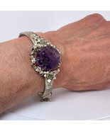 RAW NATURAL AMETHYST silver BANGLE Modernist 70s Unisex Amethyst Bracele... - £1,145.82 GBP