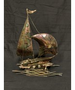 Vintage Tin Sailboat Pirate Ship Music Box Nautical Ocean Sea Sails Test... - $67.91 CAD