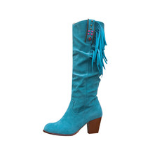 New Fashion Women Shoes Knee-high Western Ridding Brown Boots Lady Wedge Heel Ta - £62.56 GBP