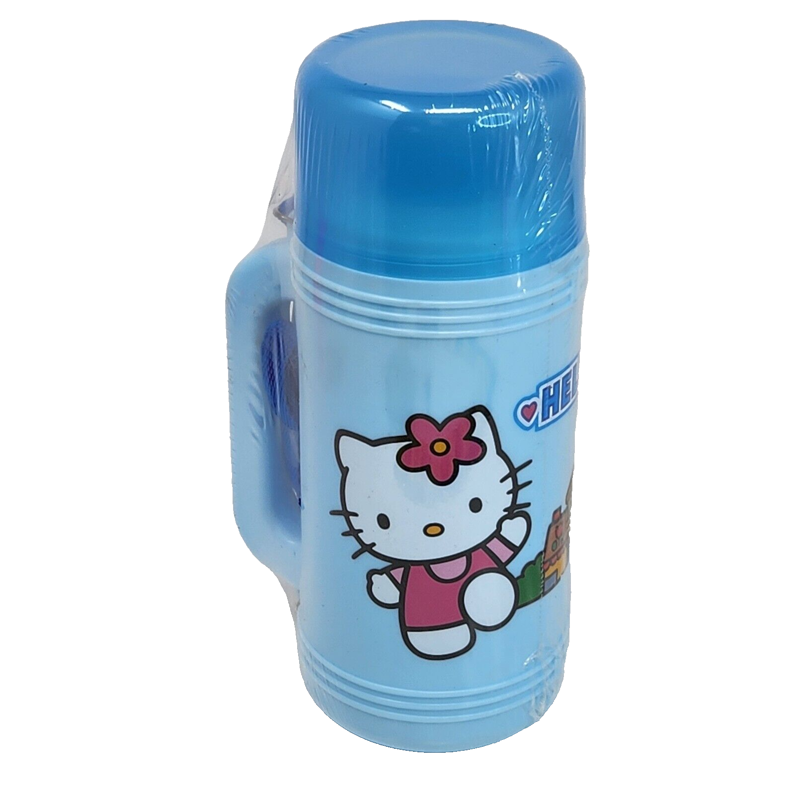 2005 SANRIO HELLO KITTY BLUE WATER BOTTLE W/ STRAP THERMOS 600ml NEW SEALED - $23.75