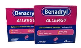 Benadryl Ultratabs Antihistamine Allergy Relief 48 Tablets Pack of 2 Exp... - $20.29