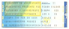 Yes Concert Ticket Stub February 9 1984 Worcester Massachusetts - £26.60 GBP