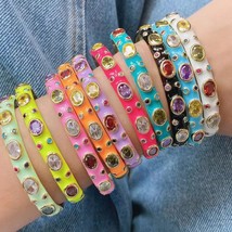 3PCS, New Design Thick Colorful Enamel Bangles Bracelets for Women Party Fashion - £43.25 GBP