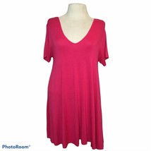 Pink Tunic Top/Mini Dress Short Sleeves V Neckline Ladies Size Medium - $11.30