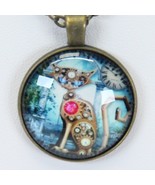 Steampunk Cat Necklace 1&quot; Diameter with 22&quot; Chain - €7,61 EUR