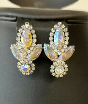 Vintage Weiss Aurora Borealis Clip On Earrings J361 Near Mint Condition - $22.26