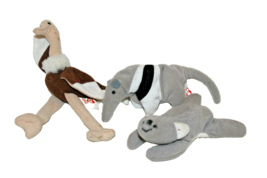 3 LOT McDONALD’s TY BEANIE BABIES ANTSY ANTEATER, STRETCHY OSTRICH, MEL ... - £3.96 GBP