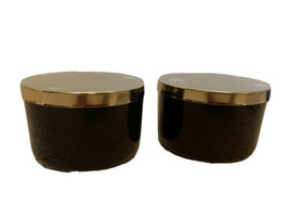 Z Gallerie Set Of 2 Black Ceramic Canisters w/ Metal Lids 2.5” Tall X 4” Across - £12.69 GBP