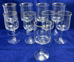 Lenox Crystal INTRIGUE (GOLD TRIM)  Wine (5) &amp; Water (4) Glasses. Lot Of 9 - $79.36