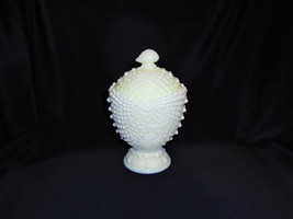 Vaseline Custard Glass L.G. Wright Nautilus Covered Compote Vintage Glowing - $74.25