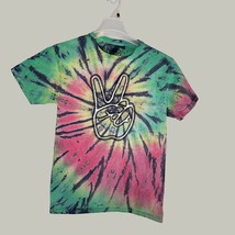 DOM Mens T Shirt Small Tie Dye Peace Sign Short Sleeve - £9.83 GBP