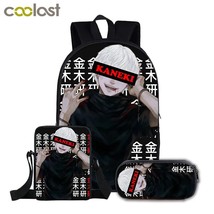 3Pcs/Set Japanese  Tokyo Ghoul Backpack for Teenage  Boys Book Bag Travel Bag Ch - £139.22 GBP