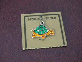 Vintage Sterling Silver Enamel Turtle Charm, Small Animal Pendant - $24.00