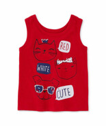 Okie Dokie Girls Tank Top Cats &amp; Dog Red Size 9 Months Red White &amp; Cute - $182.69 MXN