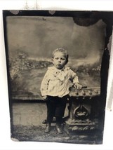 Antique Tintype Bon-Ton Photograph Adorable Boy Victorian/Edwardian White Shirt - £40.45 GBP