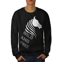 Wellcoda Wild And Free White Mens Sweatshirt, Horse Casual Pullover Jumper - £24.06 GBP+