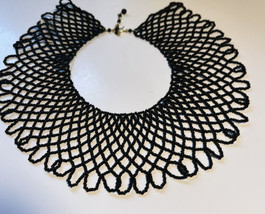 Jewelry Necklace Black Bead Collar Choker  J.C. Penny 1950s Adjustable 2 Inches - £16.18 GBP