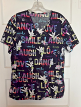 Disney Tinkerbell Colorful Graphic Print Woman&#39;s Scrub Top Size M - $20.10