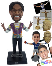 Personalized Bobblehead Cool dude wearing nice colorful clothing with hands maki - £71.60 GBP
