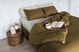 Olive Color Cotton Duvet Cover Washed Cotton Duvet Cover Duvet Cover wit... - $67.61+