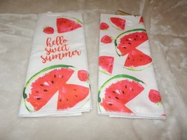 New Set 2 Sweet Summer Watermelon Strawberry Kitchen Towels 15&quot; X 25&quot; - £19.83 GBP