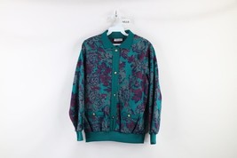 Vintage 90s Streetwear Womens Small Abstract Floral Flower Collared Swea... - $34.60