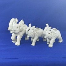 Elephant Trio Ceramic Figurines African Animal Decor Collectible Vintage - £124.01 GBP