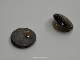 Vintage huggie earring set pierced ears black and gold - £19.83 GBP