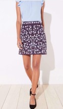 NWT Women&#39;s Ann Taylor LOFT Plum Floral Embroidered Shift Skirt Size 10 - £27.24 GBP