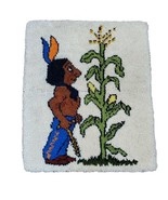 Vintage Native American Corn Stalk Finished Latchhook Wall Tapestry 35 x 29 - $48.19