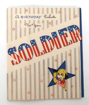 Vintage 1940's Gibson Greeting Cards "A Birthday Salute to You Soldier" - $12.00