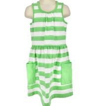 Hanna Andersson Girls Size 5 Sun Dress Green White Stripe Tank Elastic W... - $16.83