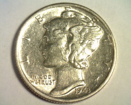 1943-S MERCURY DIME ABOUT UNCIRCULATED AU NICE ORIGINAL BOBS COINS FAST ... - $7.00