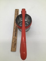 Vintage 50&#39;s Metal Potato Ricer With Red Handle Frame Masher Strainer FA... - $24.75