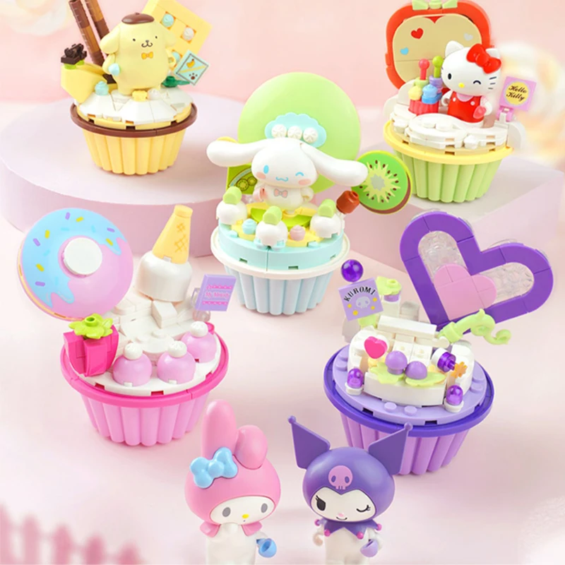 5PCS Sanrio Kawaii Genuine Hello Kitty Block Small Cake Series Assembled - £55.08 GBP