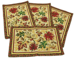 Fall Leaves Woven Place Mats Set of 4 13x19 inches Woven Jacquard - £14.12 GBP