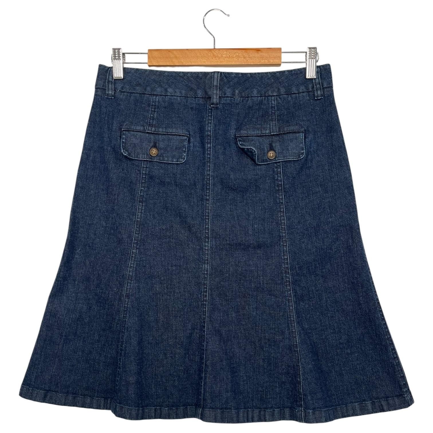 Vintage LLBean Denim Skirt Womens 10 Regular Blue A Line Stretch 90s Y2K Retro Item image 2