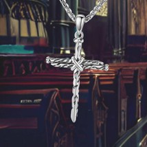 Silver Nail Cross Necklace  for Men 925 Sterling Silver Nail Cross Pendant Neckl - $109.00