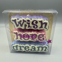 Vintage Claire’s Y2K Metal Glitter Word Candles Set of Three Glow in the... - $432.37 MXN